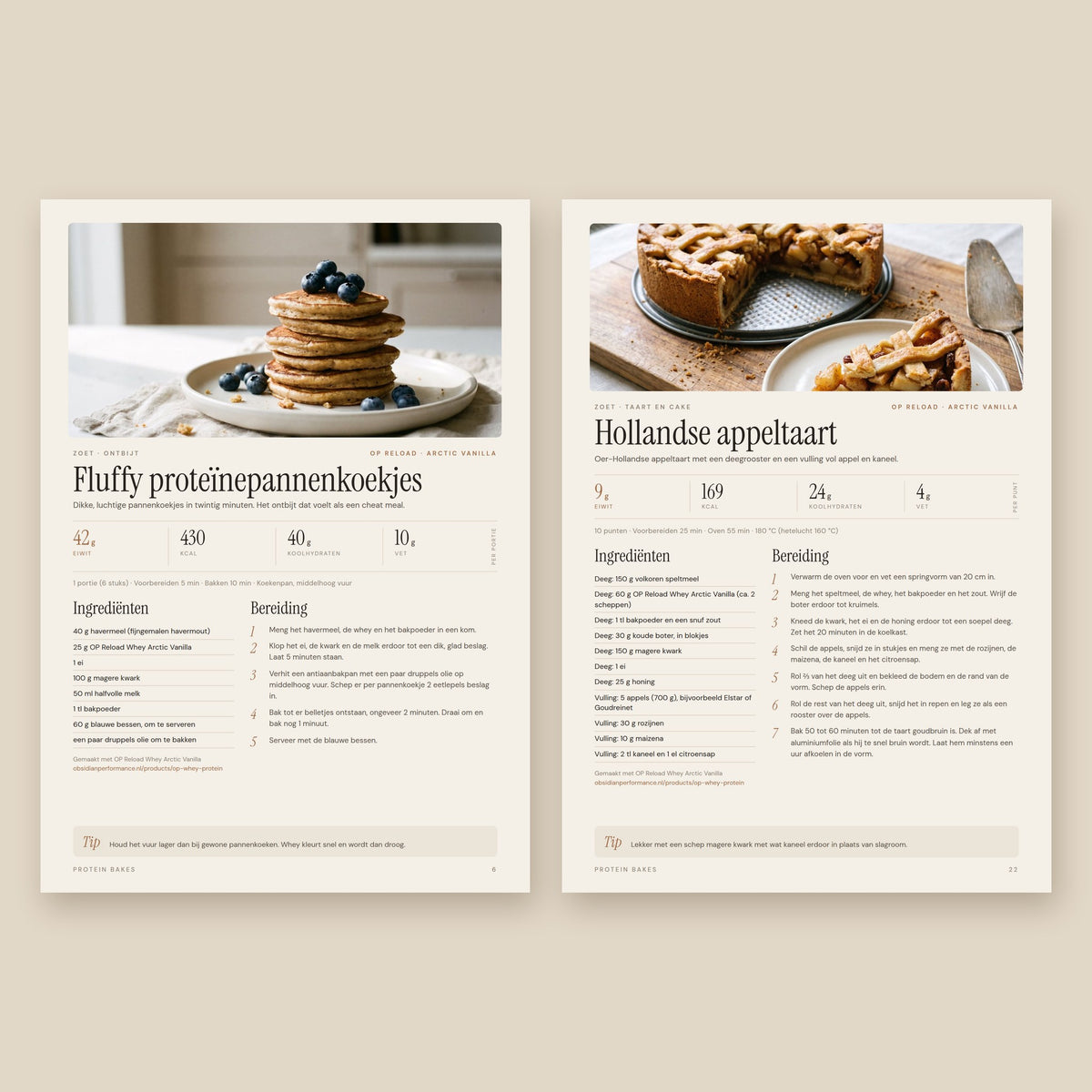 Protein Bakes, zoete recepten: pannenkoekjes en appeltaart